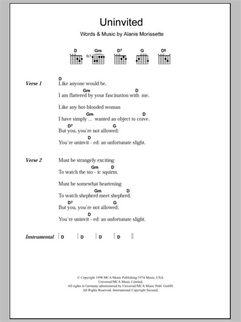 lyrics to uninvited by alanis morissette|Contoh Analisis Lagu .